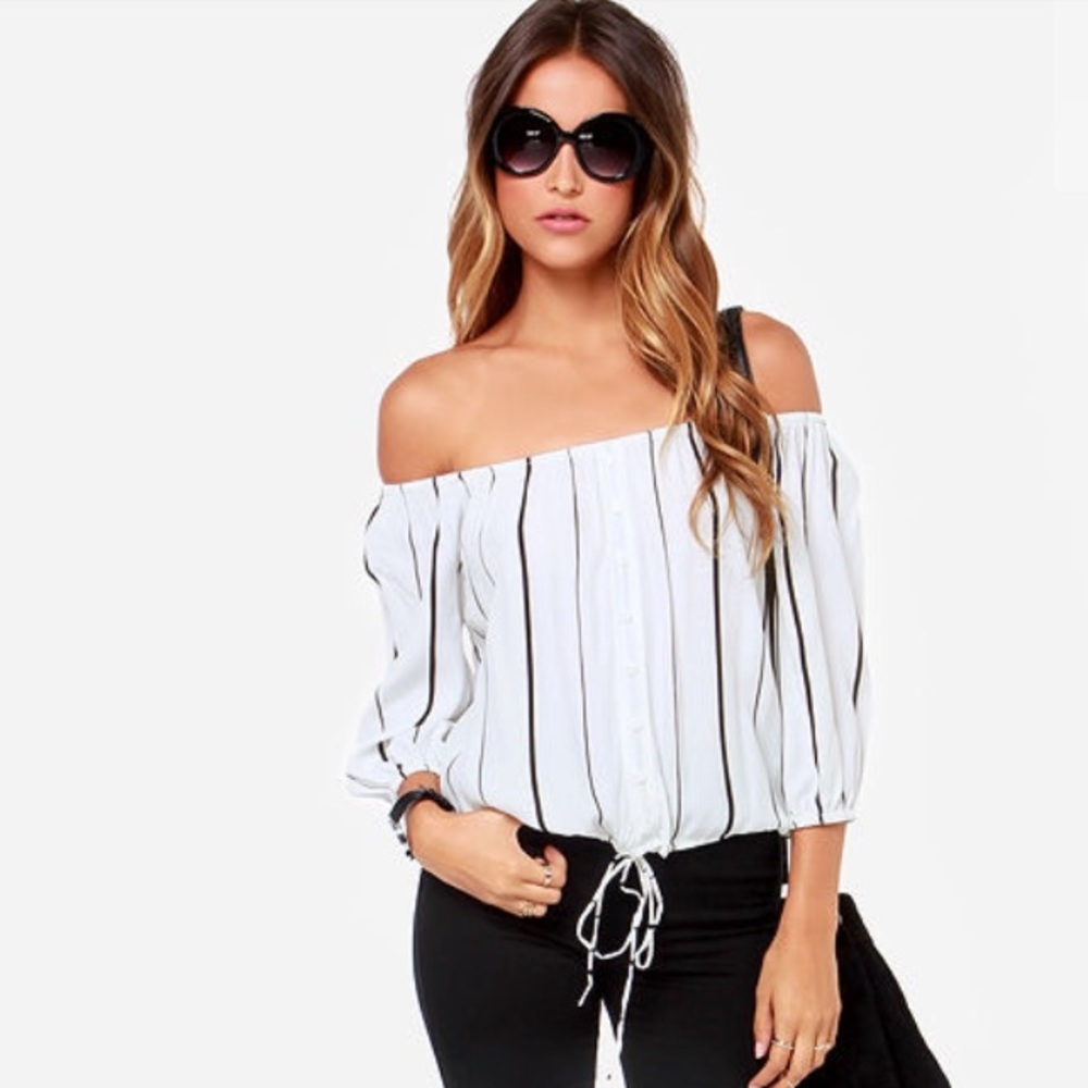 Lulu’s Faithfull The Brand Garden Ivory Stripe Top